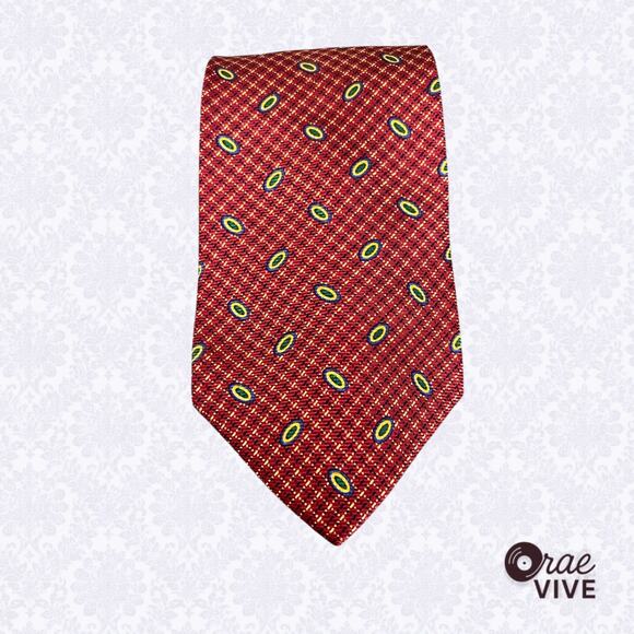 Tommy Hilfiger Red Peacock Silk Tie 100% Imported Silk Italy Print USA Made - Picture 2 of 5